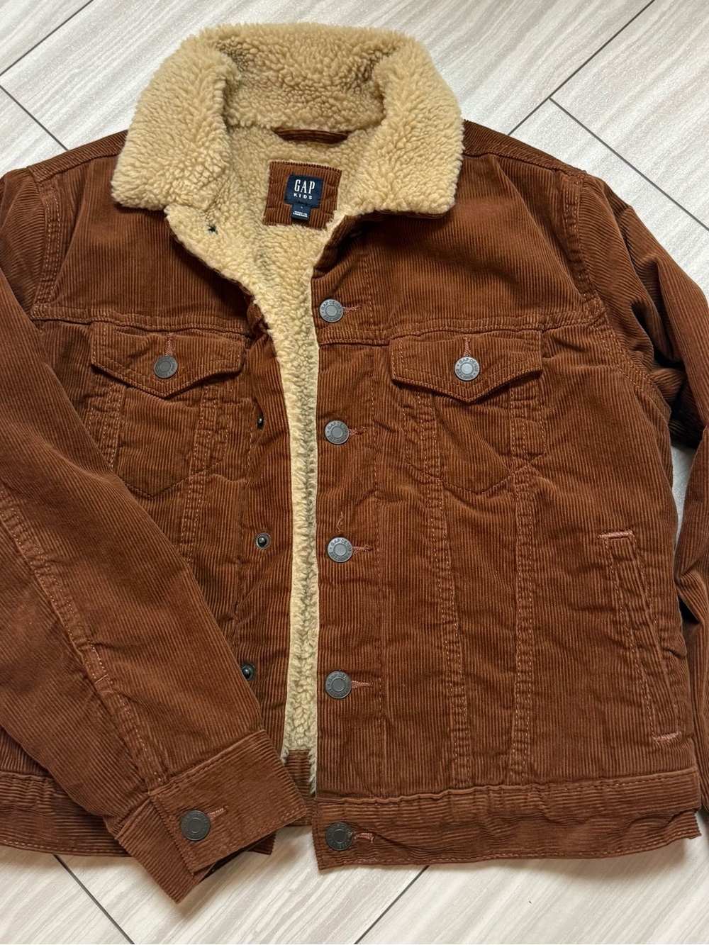 GAP Boys Brown Corduroy Sherpa-Lined Jacket